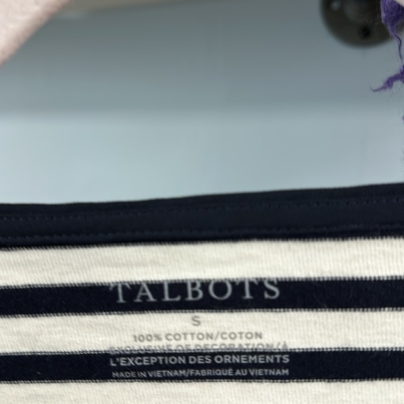 Talbots striped tie-neck knit popover tee Size Small - Picture 3 of 7